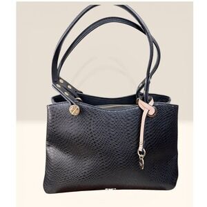 Dune London Tote Bag Medium Black Snakeskin Blush Pink Structured Logo,medallion